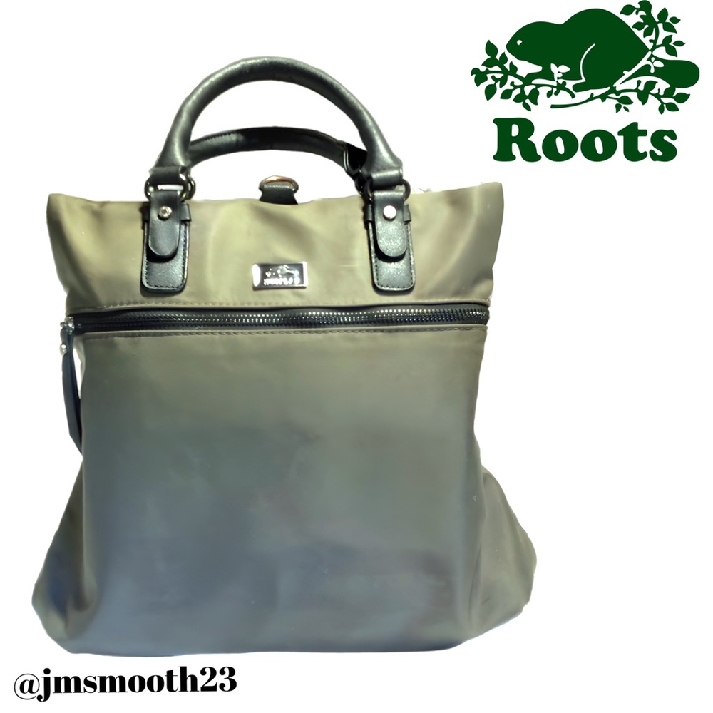 RARE: Roots 73 Olive green & black convertible tote to backpack